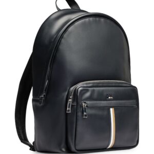 BOSS stripe-detail faux-leather backpack
