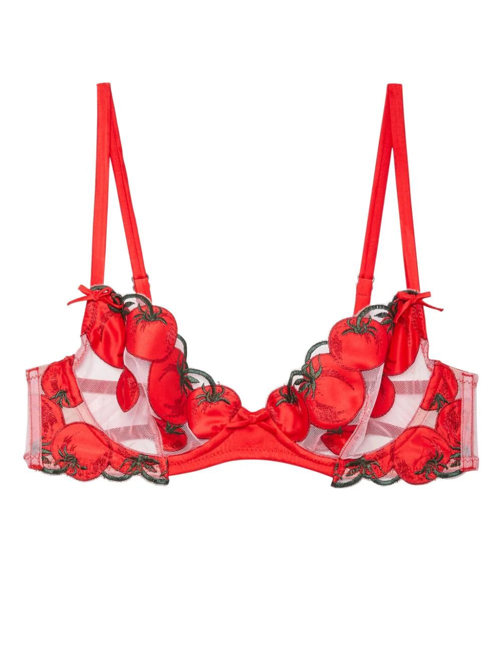 Fleur Du Mal Pomodoro Embroidery demi bra