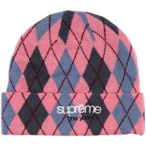 Supreme "Dusty Magenta" argyle-check cashmere beanie