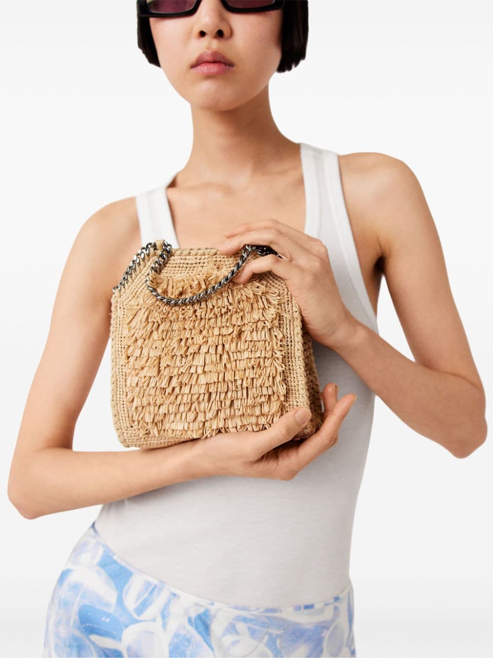 Stella McCartney Falabella raffia tote bag - Image 3