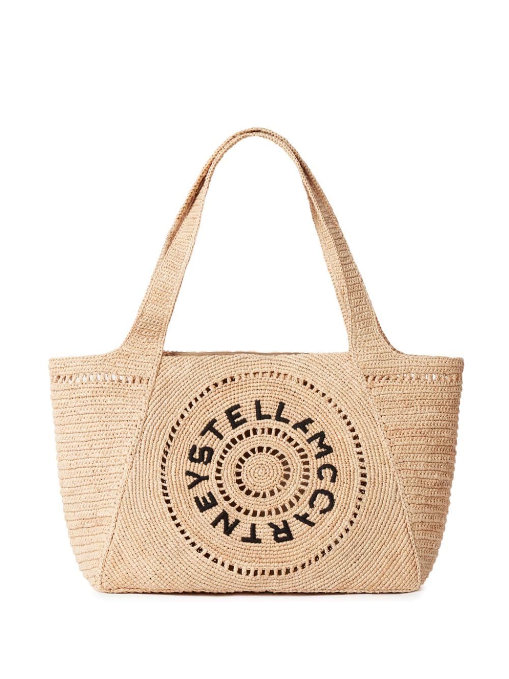 Stella McCartney embroidered-logo raffia tote bag