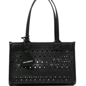 Karl Lagerfeld logo-embroidered perforated shoulder bag