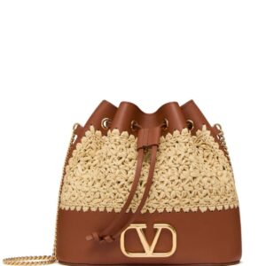 Valentino Garavani raffia leather bucket mini bag