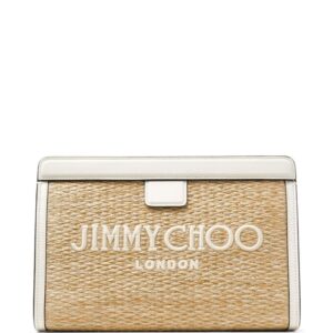 Jimmy Choo Avenue logo-embroidered woven clutch