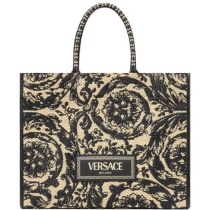 Versace large Barocco Athena raffia tote bag