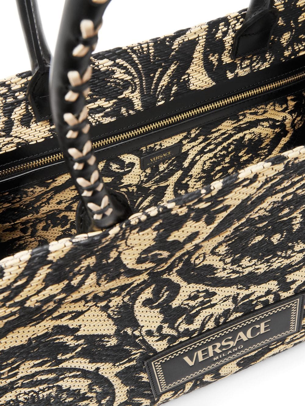 Versace large Barocco Athena raffia tote bag - Image 4