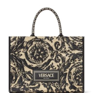 Versace Barocco Athena raffia tote bag
