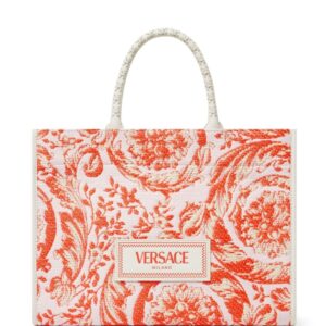Versace Barocco Athena raffia tote bag
