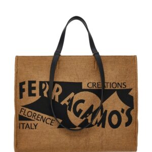 Ferragamo large Venna logo-embroidered tote bag