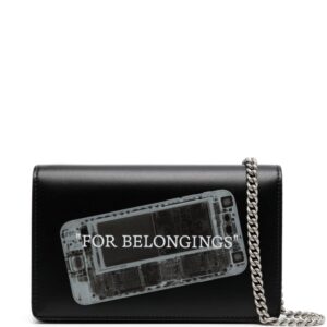 Off-White slogan-print leather crossbody bag