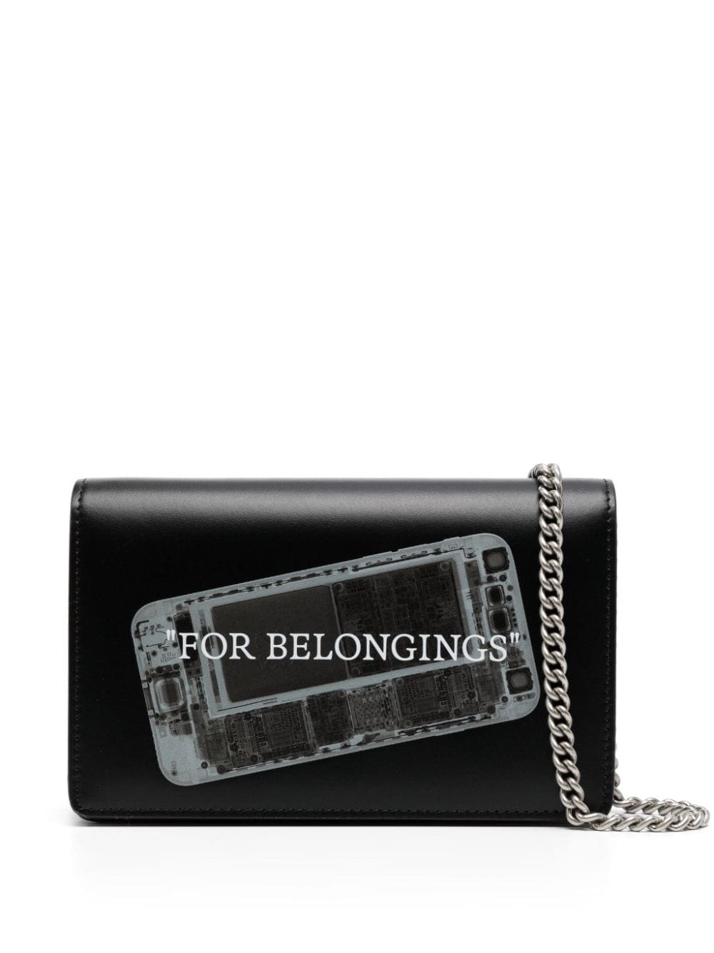 Off-White slogan-print leather crossbody bag