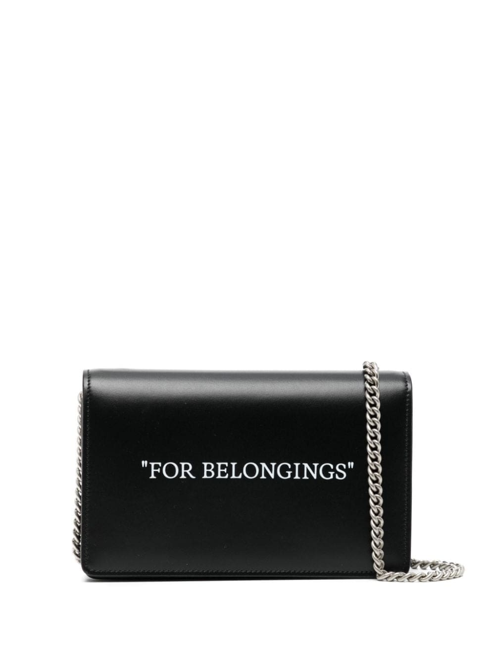 Off-White slogan-print leather clutch bag
