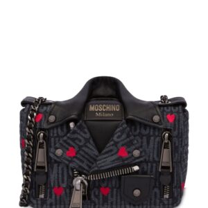 Moschino Biker logo-jacquard shoulder bag