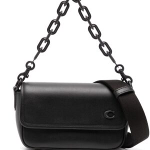 Coach chain-link strap leather shoulder bag