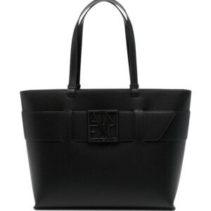 Armani Exchange logo-plaque tote bag