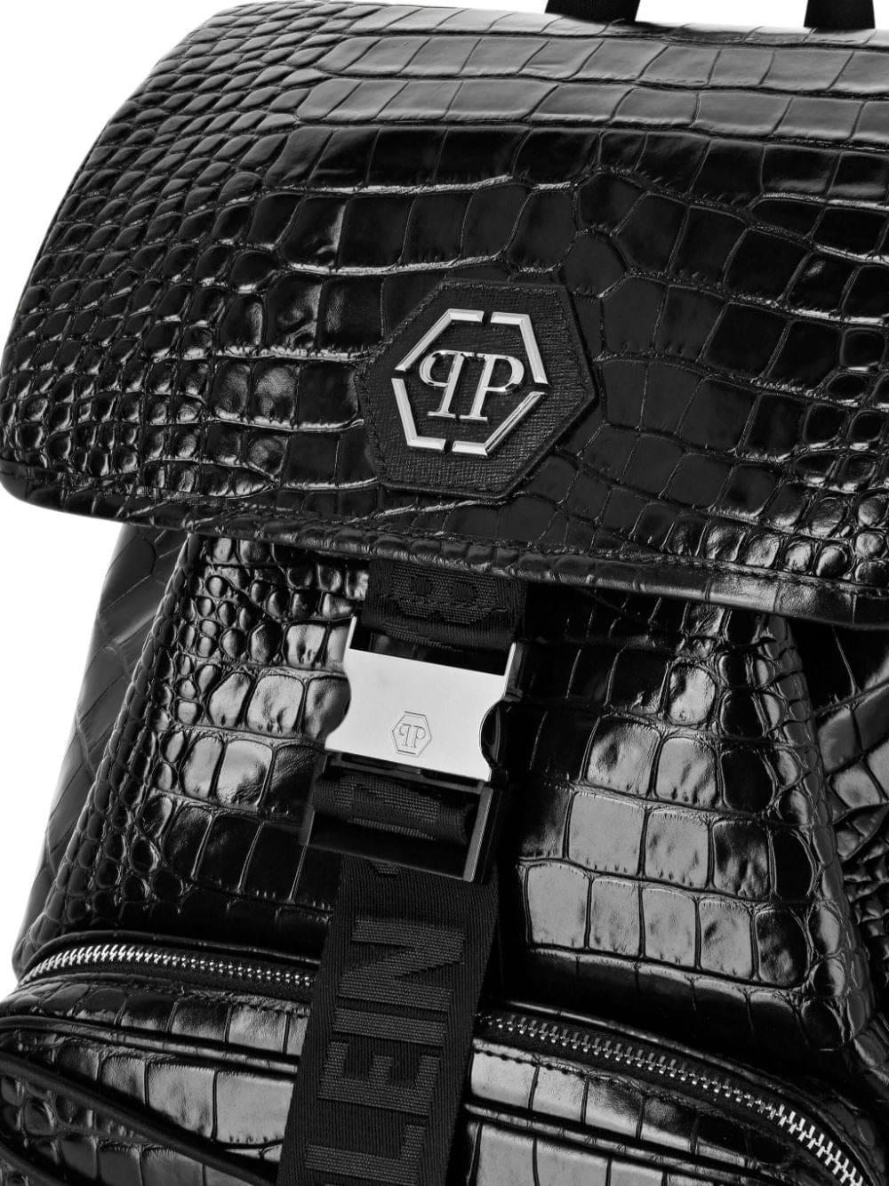 Philipp Plein crocodile-embossed leather backpack - Image 4