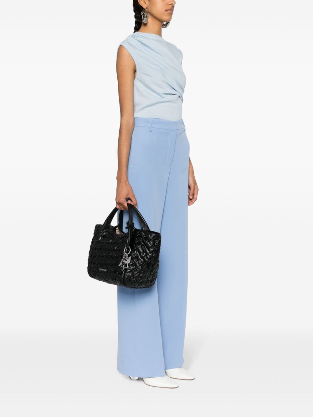 Emporio Armani logo-patch interwoven tote bag - Image 2