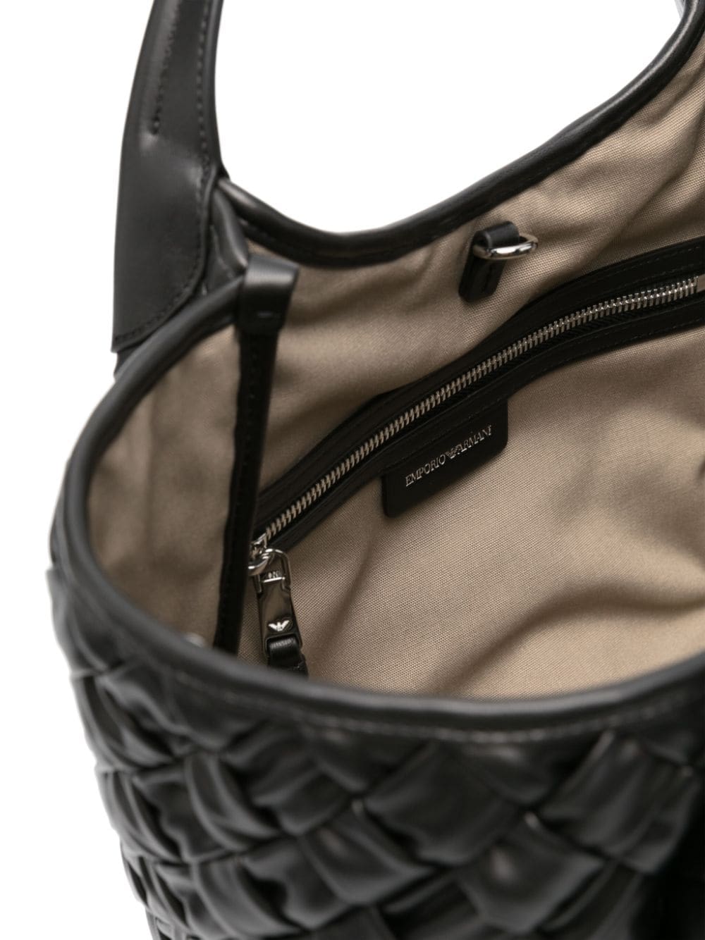 Emporio Armani logo-patch interwoven tote bag - Image 5