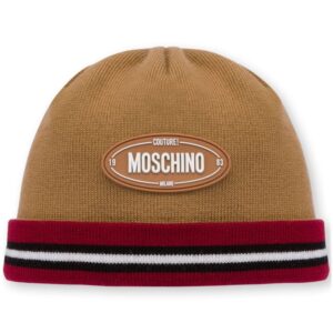 Moschino logo-appliqué virgin wool beanie