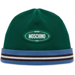 Moschino logo-appliqué virgin wool beanie