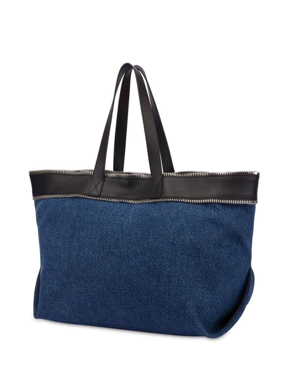 Moschino zip-trim denim and leather tote bag - Image 2