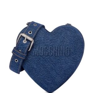 Moschino logo-embossed denim heart bag