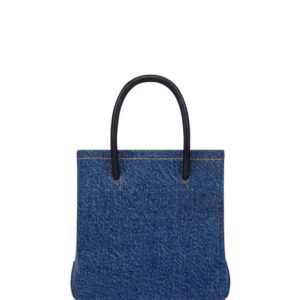 Moschino logo-embossed denim mini bag