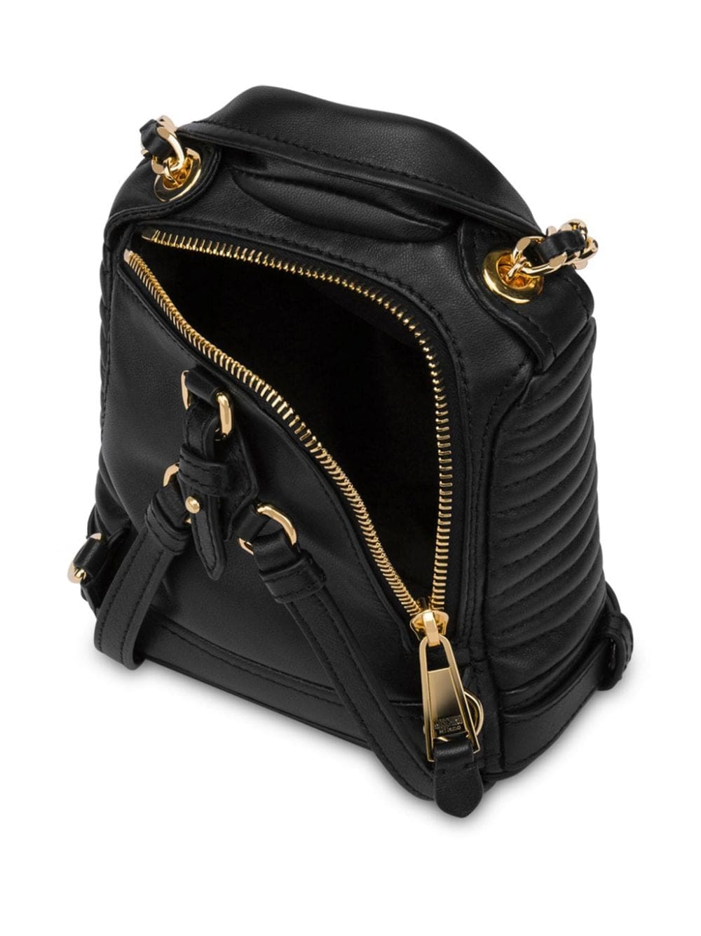 Moschino logo-patch leather backpack - Image 3