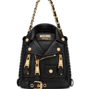 Moschino logo-patch leather backpack