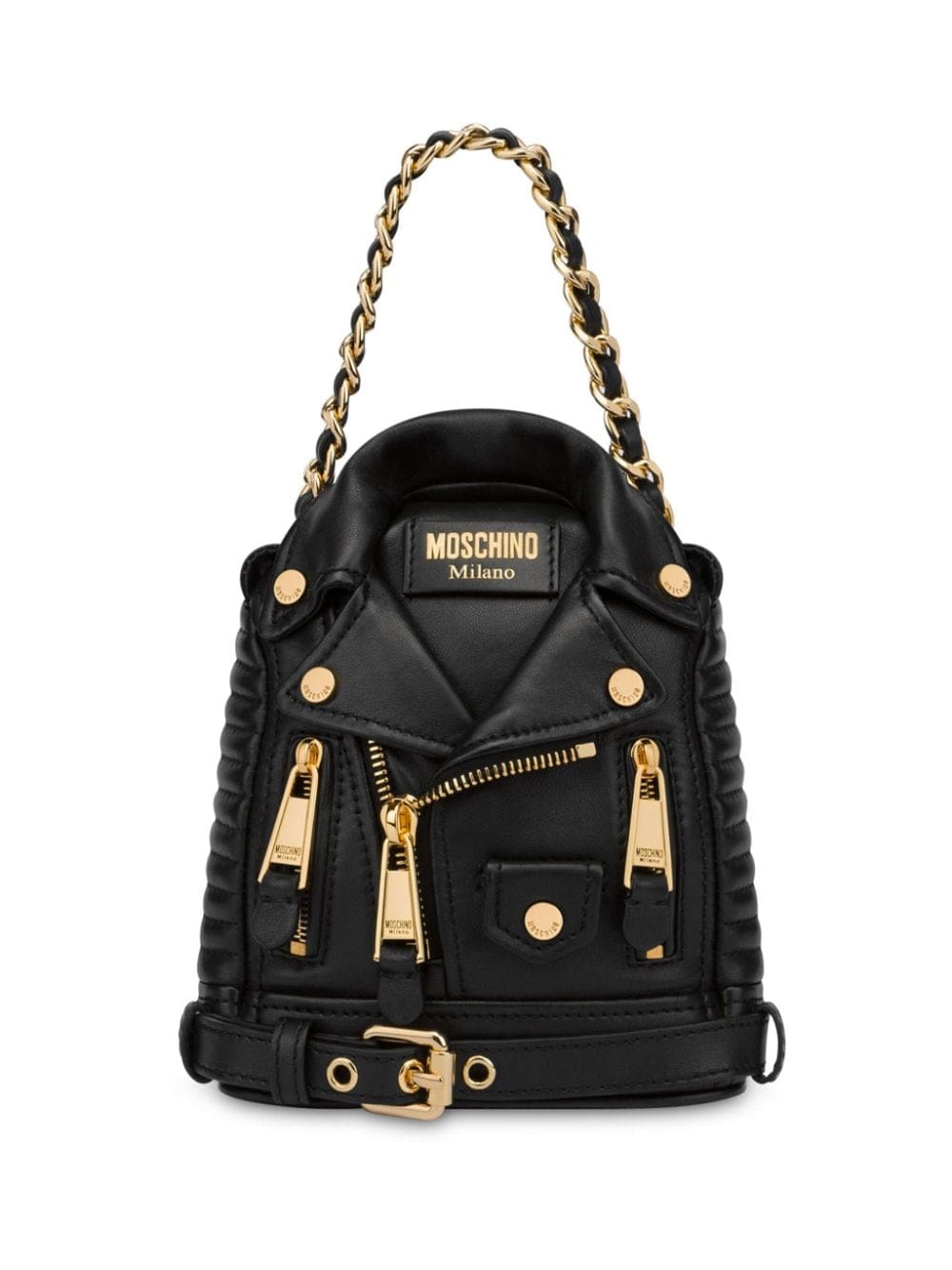 Moschino logo-patch leather backpack