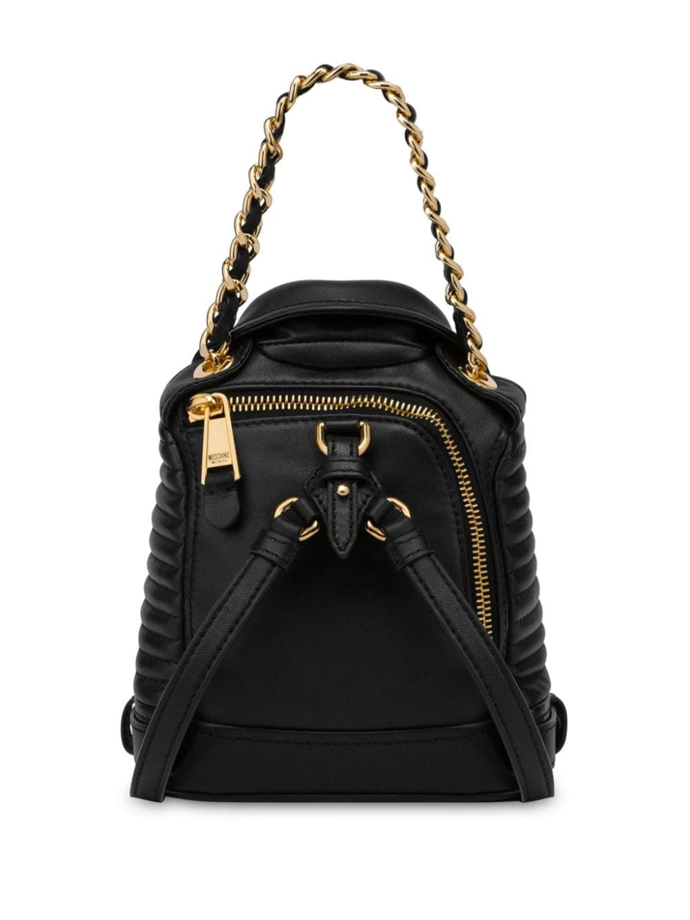 Moschino logo-patch leather backpack - Image 2