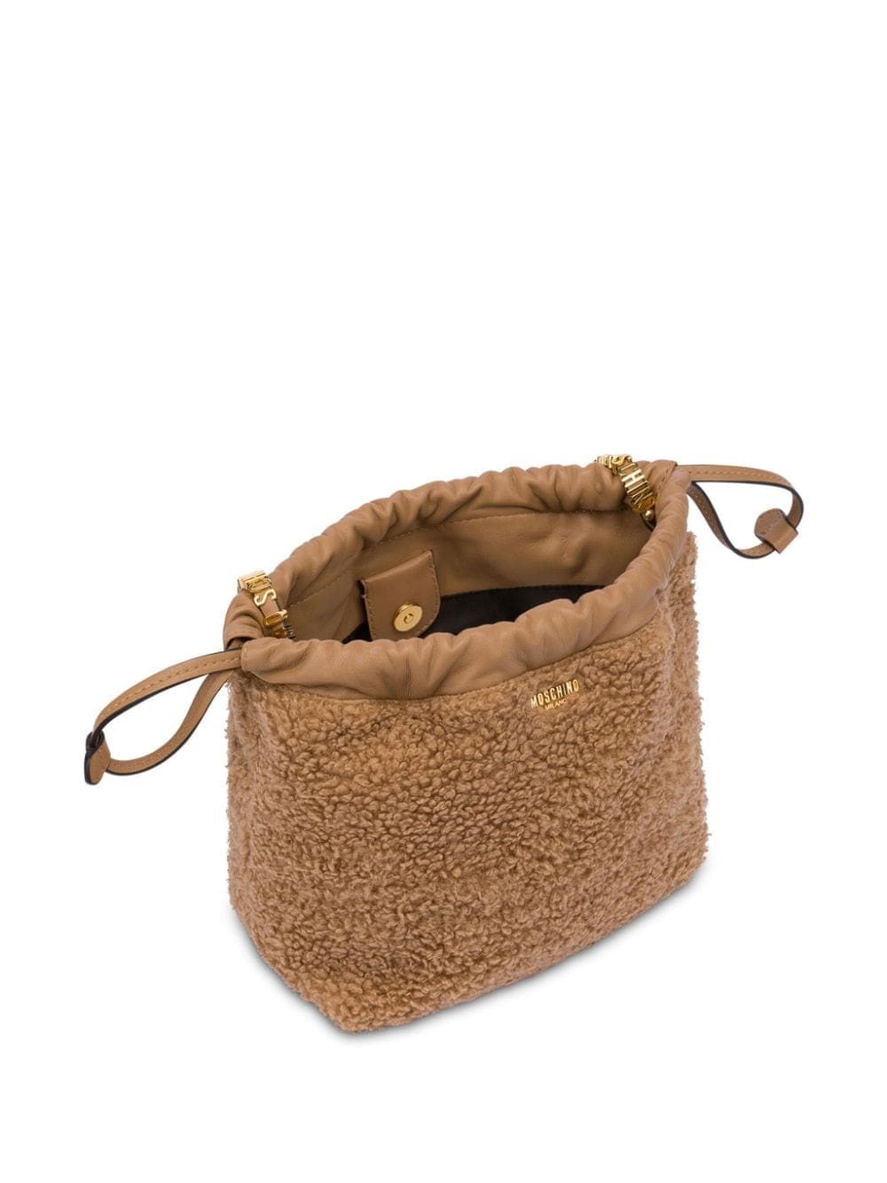 Moschino logo-lettering faux-shearling shoulder bag - Image 3