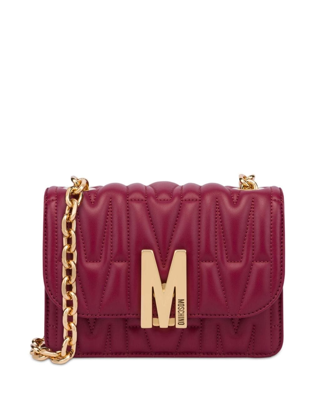 Moschino logo-quilted leather shoulder bag