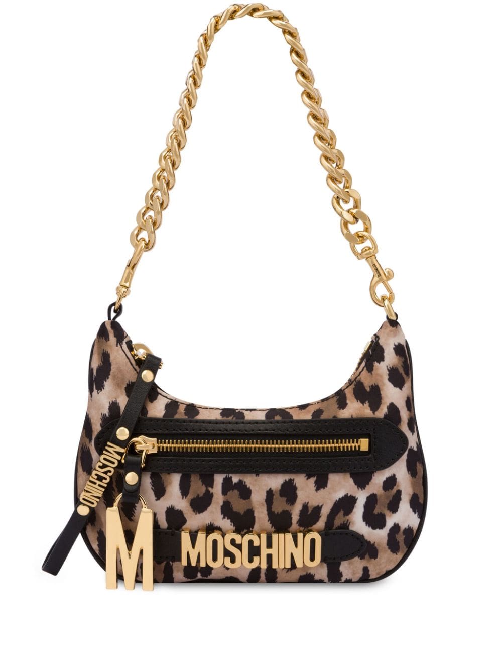 Moschino logo-lettering leopard-print mini bag