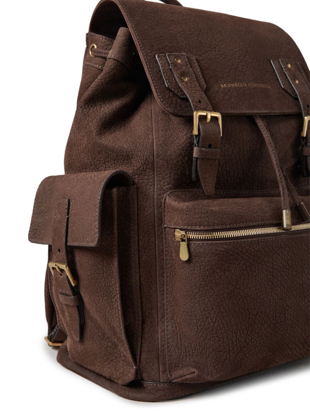 Brunello Cucinelli logo-stamp leather backpack - Image 2