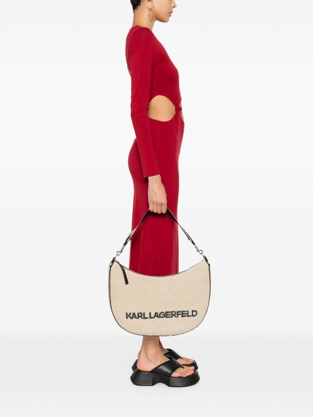 Karl Lagerfeld medium Moon logo-lettering shoulder bag - Image 2