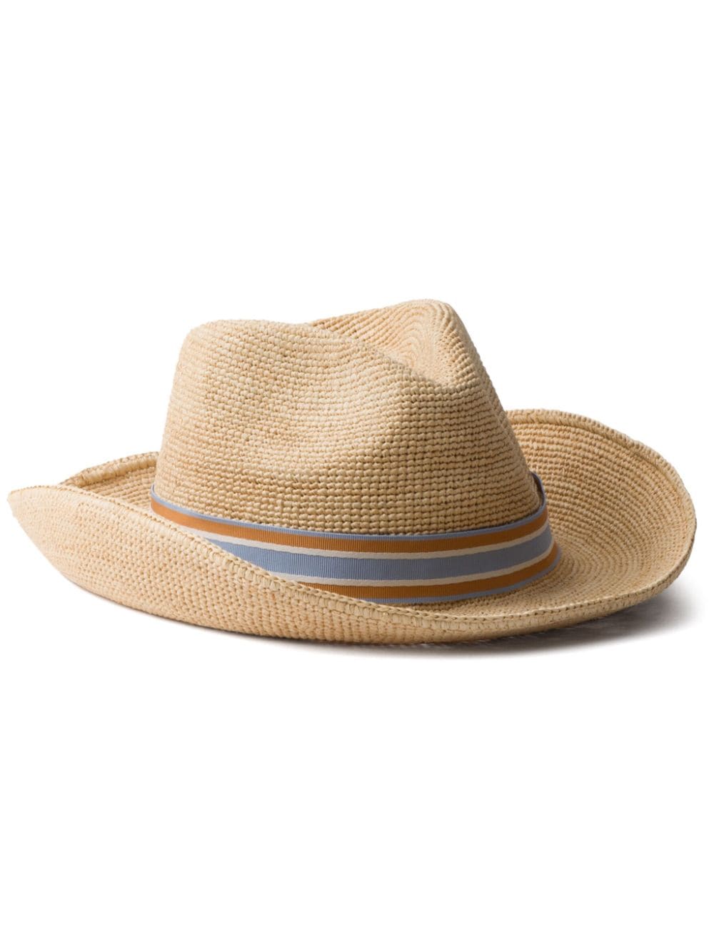 Prada triangle-logo woven raffia hat