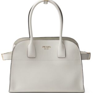 Prada medium logo-stamp leather tote bag