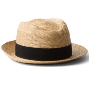 Prada triangle-logo woven raffia hat