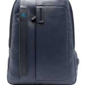 PIQUADRO logo-plaque leather laptop backpack
