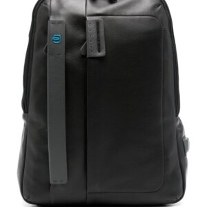 PIQUADRO logo-plaque leather laptop backpack