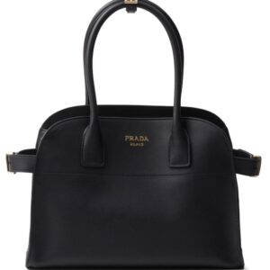 Prada logo-lettering leather tote bag
