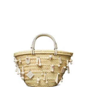 Tory Burch embroidered raffia tote