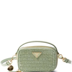 Prada logo-plaque crochet pouch