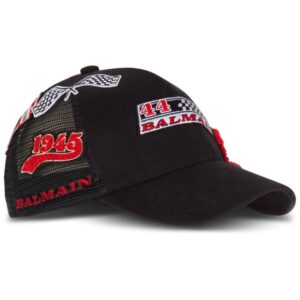 Balmain logo-appliqué racing cotton cap