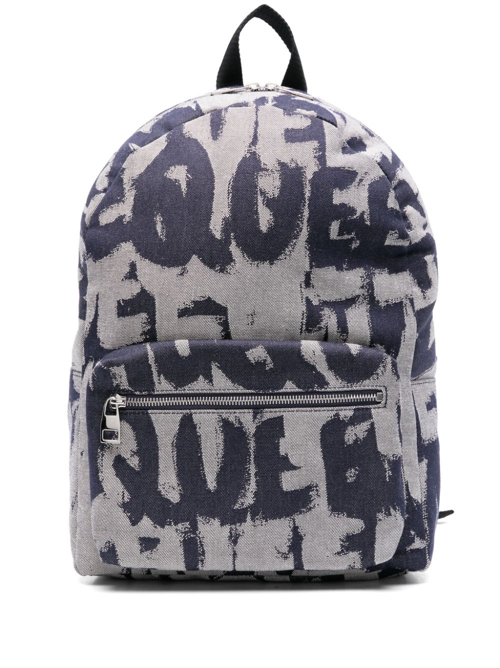 Alexander McQueen logo-print denim backpack