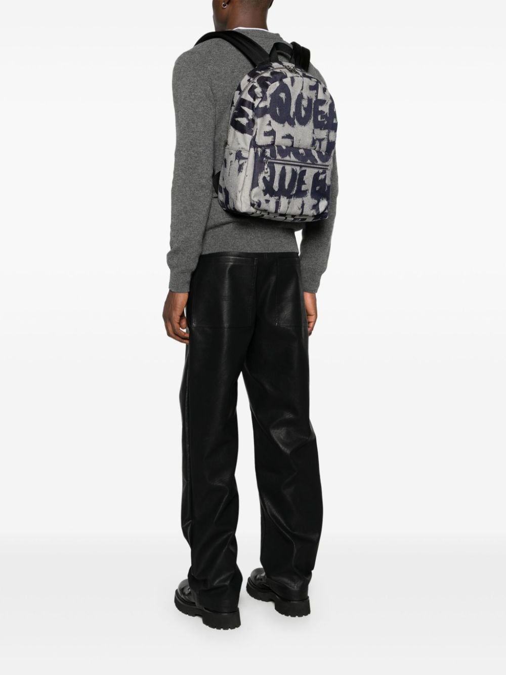 Alexander McQueen logo-print denim backpack - Image 2