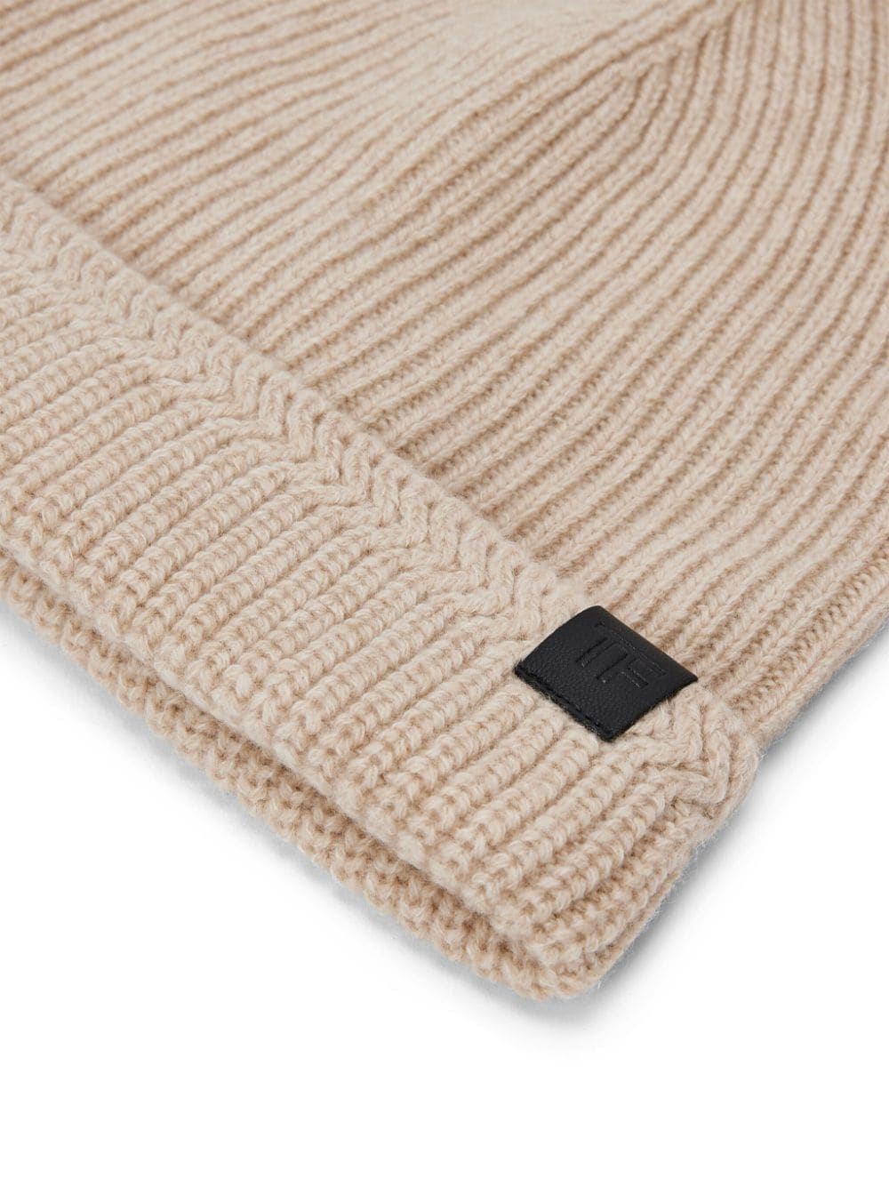 TOM FORD logo-patch ribbed-knit beanie - Image 2