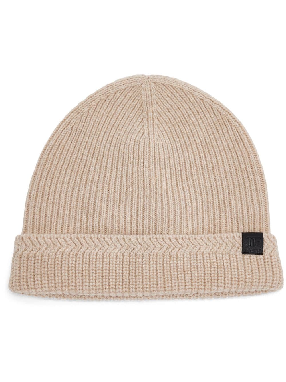 TOM FORD logo-patch ribbed-knit beanie