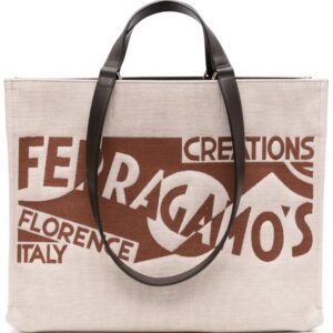 Ferragamo logo-embroidered canvas tote bag